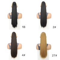 Extensions de cheveux synthétiques longues et lisses, queue de cheval à clipser, postiches de cheveux, queue de cheval Yaki à enrouler