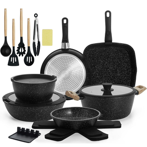 Cooking Pots And Pans Glass Lids Bakelite Handles Dishwasher Oven Safe for Gas <b>Induction</b> Stoves Forged Ceramic <b>Cookware</b> <b>Set</b> - Product Image 1
