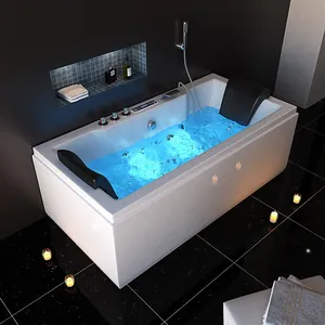 In stock modern design 1700mm 2 person massage bathtub freestanding bathtub air bubble whirlpool massage baths