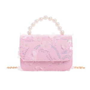 Nuova <span class=keywords><strong>Borsa</strong></span> a <span class=keywords><strong>Tracolla</strong></span> con Perle e Paillettes con Fiori Carini per Bambine, Portamonete Fai-da-te per Uso Quotidiano - Product Image 5