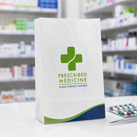 Pochette d'emballage médical en papier kraft brun à fond plat, certifiée FSC, recyclable, jetable, pour pharmacie vétérinaire