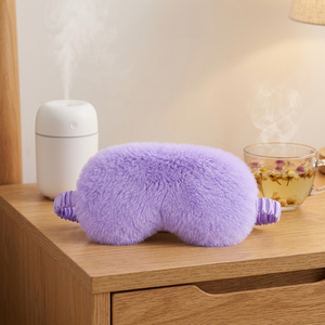 Luxurious Woven Soft Purple Plush Blackout <b>Eye</b> <b>Mask</b> 100% Polyester Travel <b>Eye</b> Cover - Product Image 1