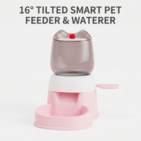 Distributeur automatique de nourriture pour animaux de compagnie en plastique, à gravité, pour chats et chiens, base antidérapante, 2L, anti-fuite, motif uni