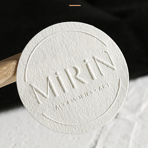 Nhãn chai thủy tinh tái chế 100% Nhãn giấy tái chế Nhãn Tròn hình tròn sâu dập nổi nhãn giấy lanh - Product Image 2