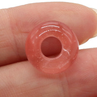 50 pièces/sac Perles de charme en pierres semi-précieuses naturelles à grand trou, forme rondelle, opale, améthyste, quartz rose, pour la création de bijoux