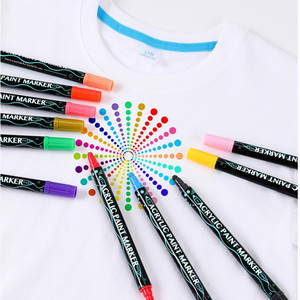 Rotulador de pintura acrílica personalizado de MOQ bajo, marcador de Punta doble y punta fina, varios colores para lienzo, papel, cristal, roca - Product Image 6