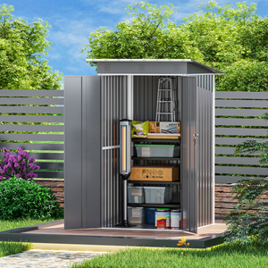 Petit abri de jardin en acier galvanisé à double pente avec des caractéristiques imperméables et anti-pourriture, facile à assembler, rangement extérieur - Product Image 3