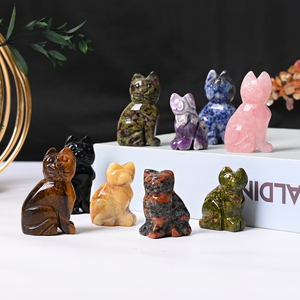 Vente en gros de sculptures d'animaux en <span class=keywords><strong>pierre</strong></span> naturelle sculptées en quartz pierres précieuses à tête de chat sculptés en cristal pour la décoration de bureau - Product Image 4