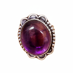 Bague de pierres précieuses en améthyste naturelle Bague vintage en argent sterling 925 Forme ovale Véritable occasion de naissance de février Gif Her - Product Image 1