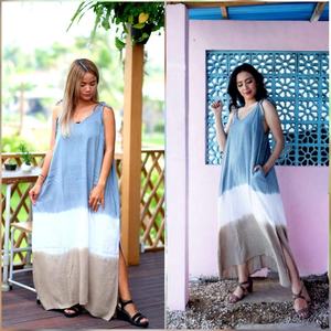 Vestido largo ajustado sin mangas, exclusivo, suelto, largo hasta el suelo, estilo bohemio, suave, Maxi Tie-Dye, ajustable al hombro - Product Image 5