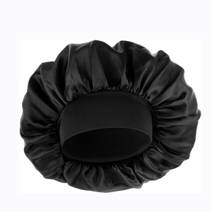 Bonnet de douche en satin à large bande élastique, 1 couche, forme chapeau, couleurs unies, pour femmes, faible MOQ, luxe, écologique, pour le sommeil et les soins capillaires - Product Image 1