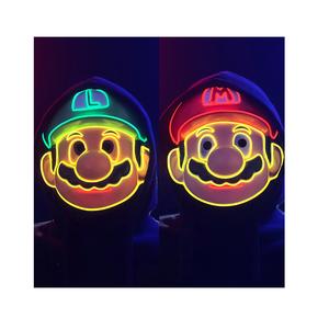 Personnalisé Led Lumière Froide Lumineux <span class=keywords><strong>Mario</strong></span> <span class=keywords><strong>Super</strong></span> <span class=keywords><strong>Mario</strong></span> Masques Dessin Animé Jeu Anime Mascarade Fête Événement - Product Image 1
