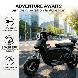 Motocicleta Todoterreno Eléctrica de 14 Pulgadas, 1200W, sin Escobillas, de Ultra Largo Alcance, 65 km/h, para Montaña, UE - Product Image 2