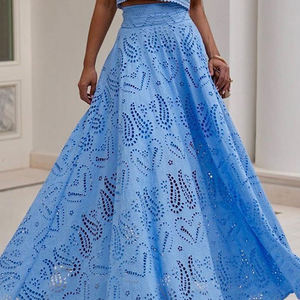 Ensemble de veste courte sans manches à col rond en dentelle brodée OEM, robe de soirée, robe maxi en coton de haute qualité - Product Image 4