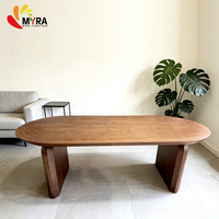 Table à manger en bois au design moderne et simple, de forme ovale, pour la maison et le bureau, aucun assemblage requis, meubles de salle à manger