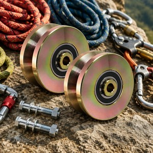 Roues à rainure en Y de 118 mm, <span class=keywords><strong>roulettes</strong></span> robustes <span class=keywords><strong>pour</strong></span> <span class=keywords><strong>portail</strong></span> <span class=keywords><strong>coulissant</strong></span>, roues de <span class=keywords><strong>portail</strong></span> <span class=keywords><strong>coulissant</strong></span> avec vis, double roulement, couleur galvanisée - Product Image 1
