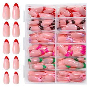 12 grilles, 288 pièces, <span class=keywords><strong>faux</strong></span> ongles en amande française couleur bonbon, ongles à presser à pointe moyenne en forme d'amande, <span class=keywords><strong>faux</strong></span> ongles d'été pour femmes - Product Image 4