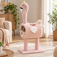 Kinghon Meubles pour animaux de compagnie au design flamant rose, arbre à chat en carton écologique avec griffoirs en sisal, jouets de griffonnage préférés des chats