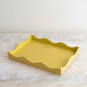 Yellow Customized Color Irregular Scallop Shape Plastic Storage Tray Glossy Finish Minimalist Design for Table Use - Product Image 1