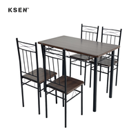 Ensemble de table à manger en promotion avec 4 chaises, cadres métalliques et planches MDF+PVC pour cuisine et salon TC0248A