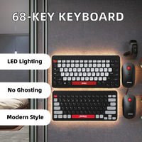 Desain baru kustom warna-warni 2.4G BT USB nirkabel Model ganda 78 tombol Keyboard dan Mouse Keyboard membran kombo
