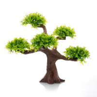 Décoration de paysage pour aquarium PKY : Simulation d'accueil des invités avec des décorations de pin et de plantes vertes