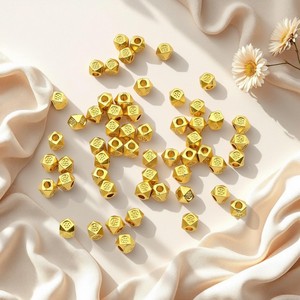 Perles carrées plaquées or à coupe diamant 4 mm pour accessoires de bijoux DIY - Guangzhou Lisheng Jewelry Store - Product Image 1