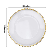 Assiettes de Présentation en Plastique Écologiques Personnalisables pour Mariage, Dorées et Transparentes, Vente en Gros, Pas Chères, Réutilisables, 13 Pouces, Classiques