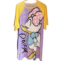 Pyjama en soie à manches courtes pour femme, vêtements fantaisie, surdimensionnés, avec motif de dessin animé, large, nouvelle collection, été