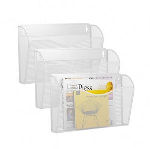 Wall Mounted Detachable 3 Tiers Hanging <b>File</b> Organizer Metal Mesh Magazine <b>Document</b> Holder With Screws - Product Image 4