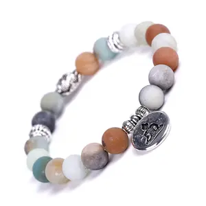 Braccialetti con ciondoli Yoga fatti a mano con perline di alta qualità Bestone 8mm Chakra in pietra naturale semipreziosa