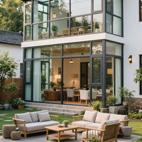 Véranda en aluminium à toit anti-UV et à économie d'énergie, grande paroi vitrée coulissante, résistante aux intempéries, pour maison à terrasse duplex