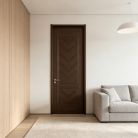 Porte de chambre moderne en bois massif multicouche E0, motif chevron en V, noyer, pour cuisine, salle de bain, salon, villa, étanche et anti-rayures