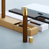 SUMEEAR Fiole de Parfum en Verre Ambré Givré 10 ml avec Vaporisateur Rechargeable en Boîte en Carton pour Échantillon de Parfum