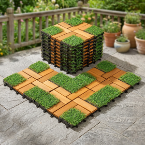 Carreaux de sol carrés en bois d'acacia moderne Fresgard, 300x300mm, 24MM d'épaisseur, finition mate, isolation thermique, pose par clic, carreaux d'intérieur - Product Image 1