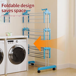 Séchoir à linge mobile Cedar Space, tubes métalliques robustes, pliable, antirouille, pour vêtements de bébé, 24 barres de séchage et 14 crochets - Product Image 6