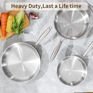 3 <strong>Layer</strong> 22CM Modern Stainless Steel No Coating Frying Pan Healthy Multi-Ply Clad Cookware Induction <strong>Compatible</strong> - Product Image 4