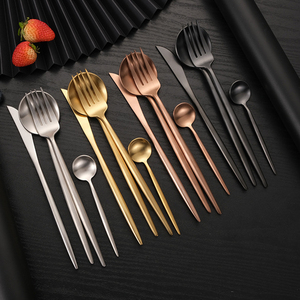 El juego de cubiertos de acero inoxidable negro mate personalizable más vendido, 5 piezas con mango negro para cantinas de hoteles, incluye cuchara - Product Image 6