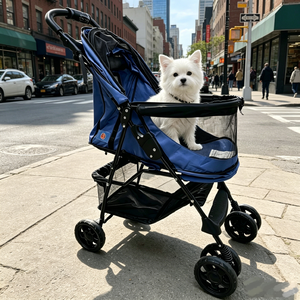 Poussette pliable légère pour animaux de compagnie JXB avec fenêtre avant visible et grand espace de rangement inférieur - Product Image 1