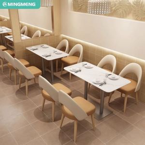 ชุดเฟอร์นิเจอร์รับประทานอาหารสำหรับคาเฟ่แบบทันสมัยเก้าอี้โซฟาหนัง PU และโต๊ะบูธไม้สำหรับร้านอาหารวิลล่าหรือใช้ในอพาร์ตเมนต์ - Product Image 4