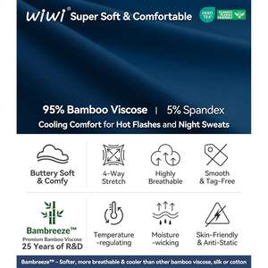 Conjunto de pijamas personalizados a juego de 2 piezas, manga larga, viscosa de bambú, con botones, para parejas, color azul tinta, talla mediana - Product Image 4