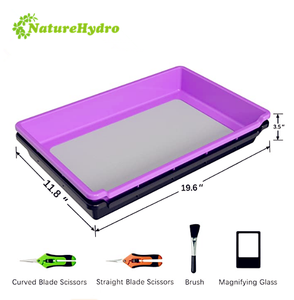 Große Kunststoff Kief Collector Bud Trimm schale mit Schere Pinsel Lupe - Product Image 3