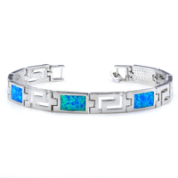 Bracelet chaîne de montre clé grecque opale bleue cool