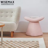 WISEMAX FURNITURE Pouf de salon moderne de luxe, petite table d'appoint ronde, tabouret de maquillage, repose-pieds en laine d'agneau, petit fauteuil ottoman