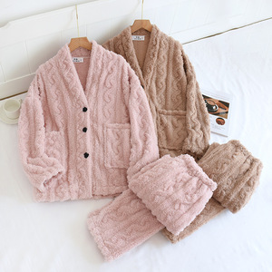 All'ingrosso <span class=keywords><strong>pigiama</strong></span> invernale da <span class=keywords><strong>donna</strong></span> nuovo imbottito in <span class=keywords><strong>peluche</strong></span> due pezzi Set da notte abbigliamento per la casa di flanella - Product Image 1