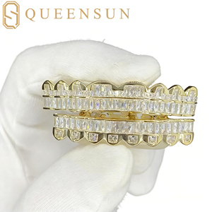 Queensun Nhà Máy Tùy Chỉnh Tốt grillz S925 Bạc Đá Kim Cương grillz 10K 14K 18K Rắn Vàng Vvs Moissanite Phòng Thí Nghiệm Kim Cương Đá Mô Hình - Product Image 4
