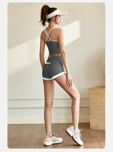 Conjunto <span class=keywords><strong>de</strong></span> yoga <span class=keywords><strong>de</strong></span> 2 piezas para mujer, sin costuras, efecto segunda piel, espalda hermosa, cintura alta, para deporte, running, fitness, chándal <span class=keywords><strong>de</strong></span> elastano y poliéster, venta al por mayor - Product Image 4