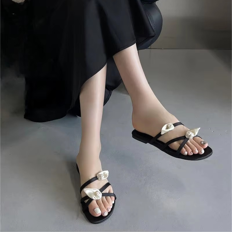 Flat Sandals Slippers For Women Size 11 Open Toe Black Flat