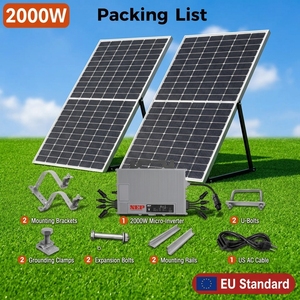 Sistema Solar de Balcón de Alto Rendimiento de 2KW, Microinversor Conectado a la Red, Kit Plug and Play de 230V con Soporte para Panel MPPT - Product Image 1