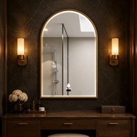 Miroir de salle de bain LED arqué, étanche IP44, anti-buée, avec capteur de mouvement, éclairage intégré, 500x800mm, pour hôtel